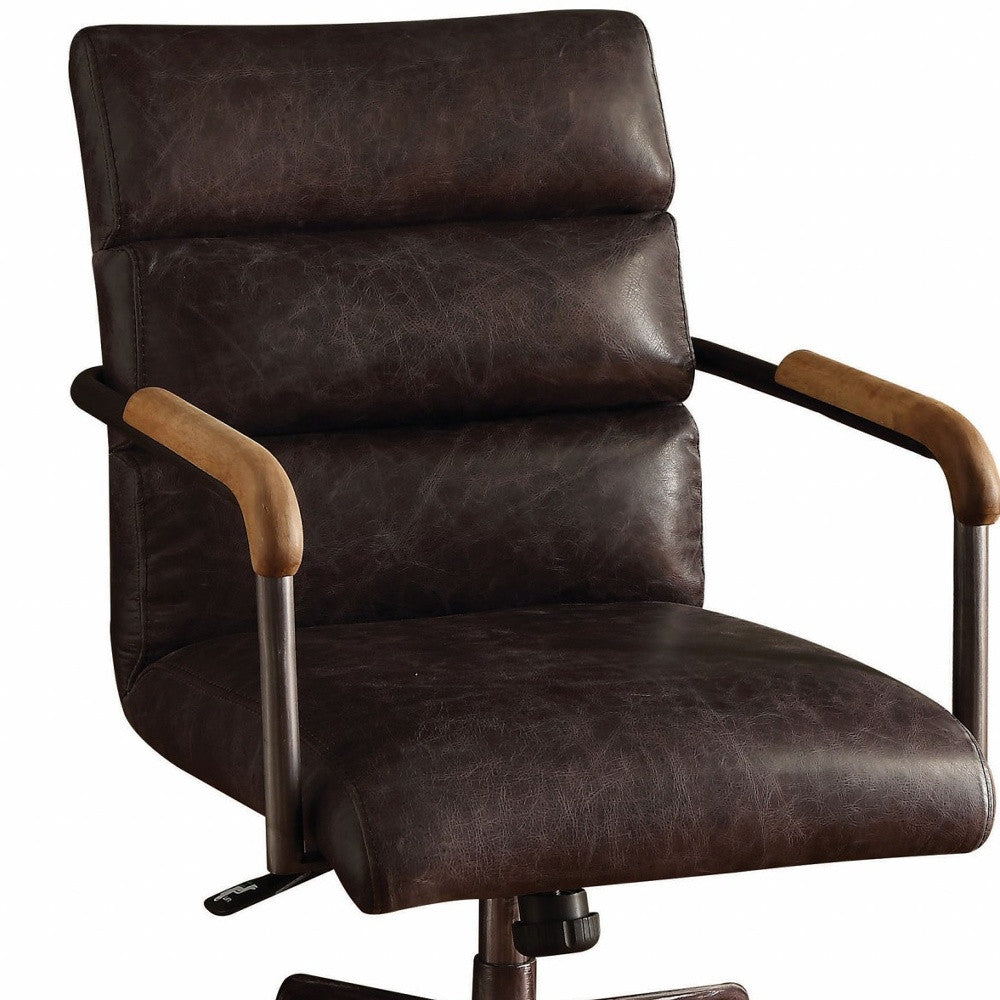 Black Adjustable Swivel Faux Leather Rolling Office Chair - Office