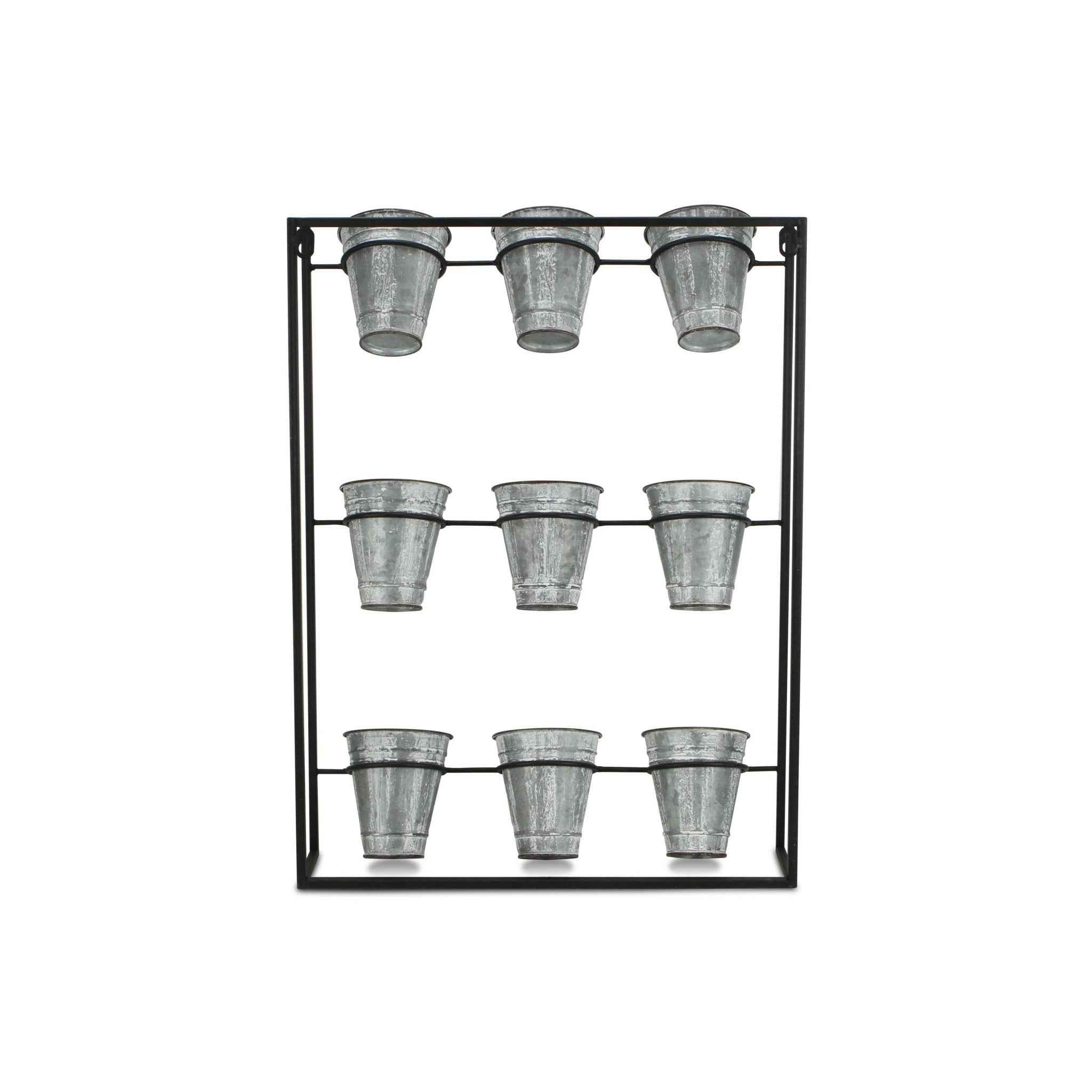 24" X 18" Black And Silver Metal Rectangular Wall Planter