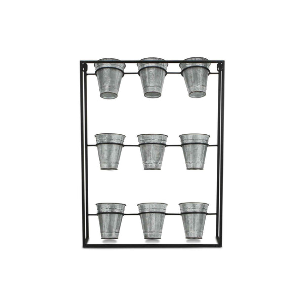 24" X 18" Black And Silver Metal Rectangular Wall Planter