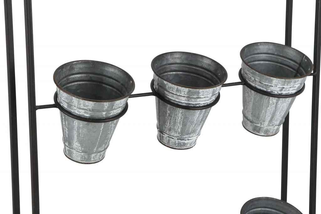 24" X 18" Black And Silver Metal Rectangular Wall Planter