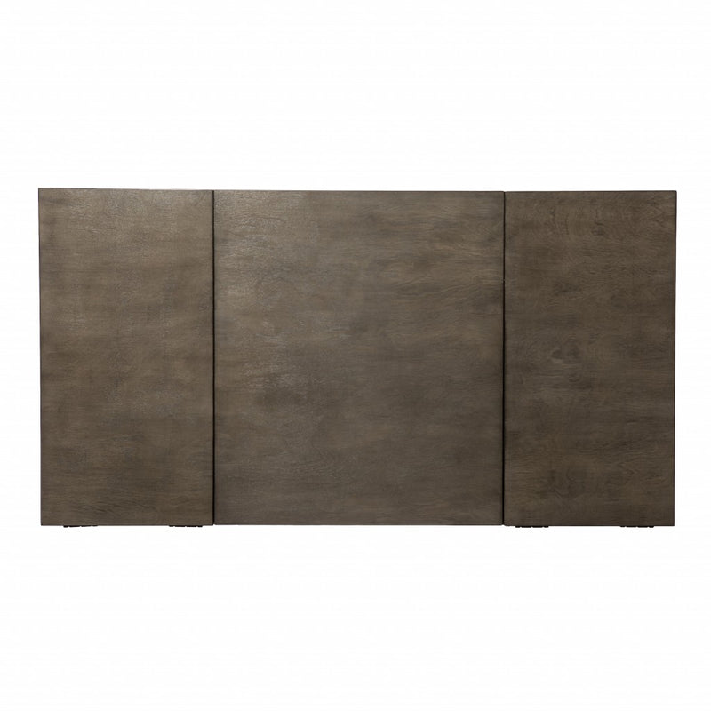 45" Gray and Gold Wood Sled With Two Drawers - Office