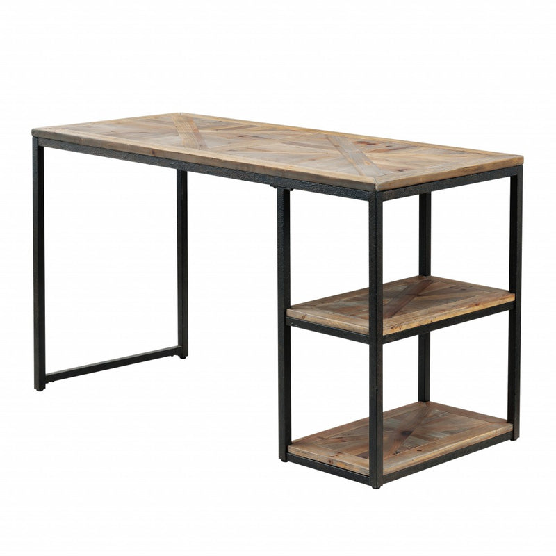 50" Brown and Black Solid Wood Writing Desk - Office