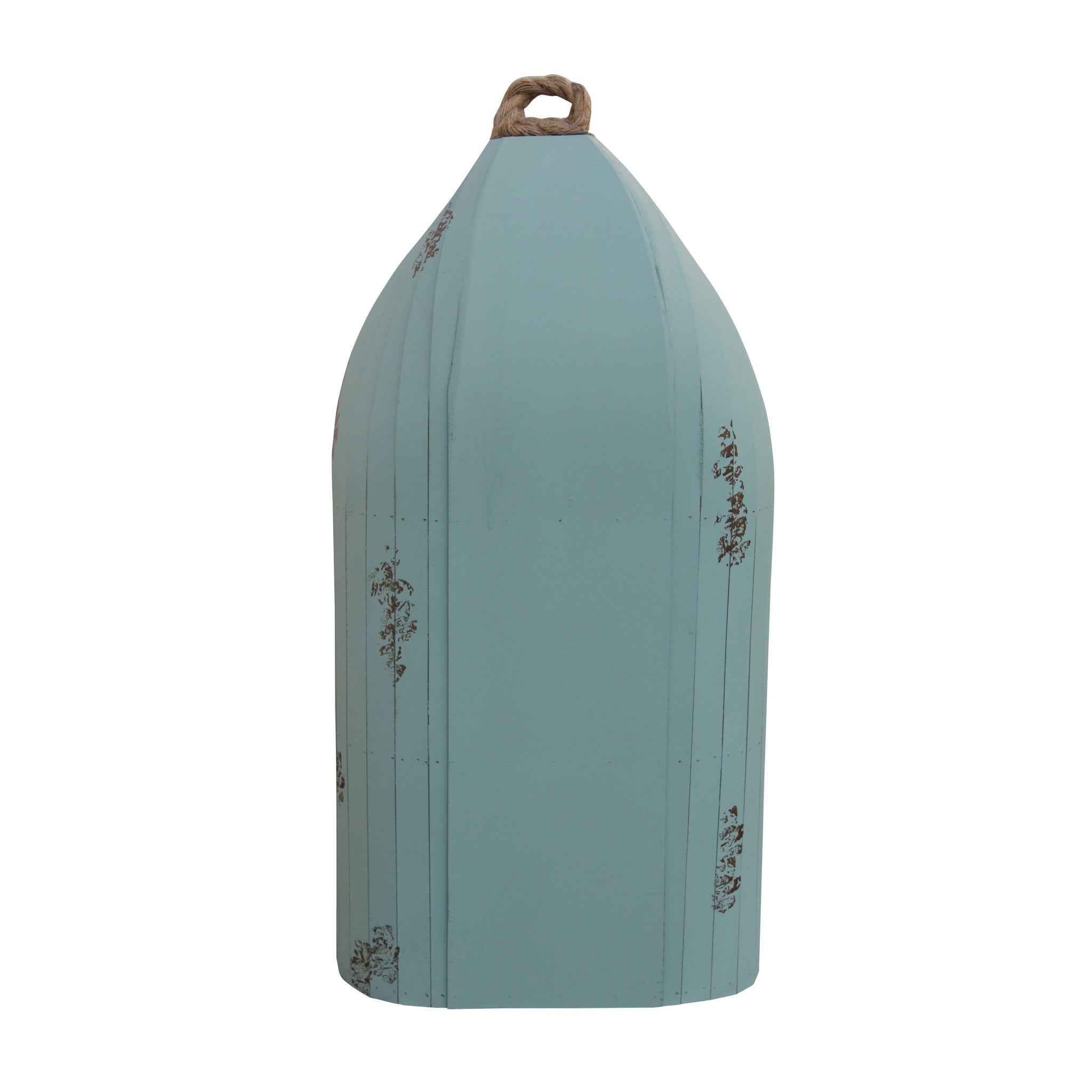 34" Aqua Blue Wood Canoe Hanging Shelf