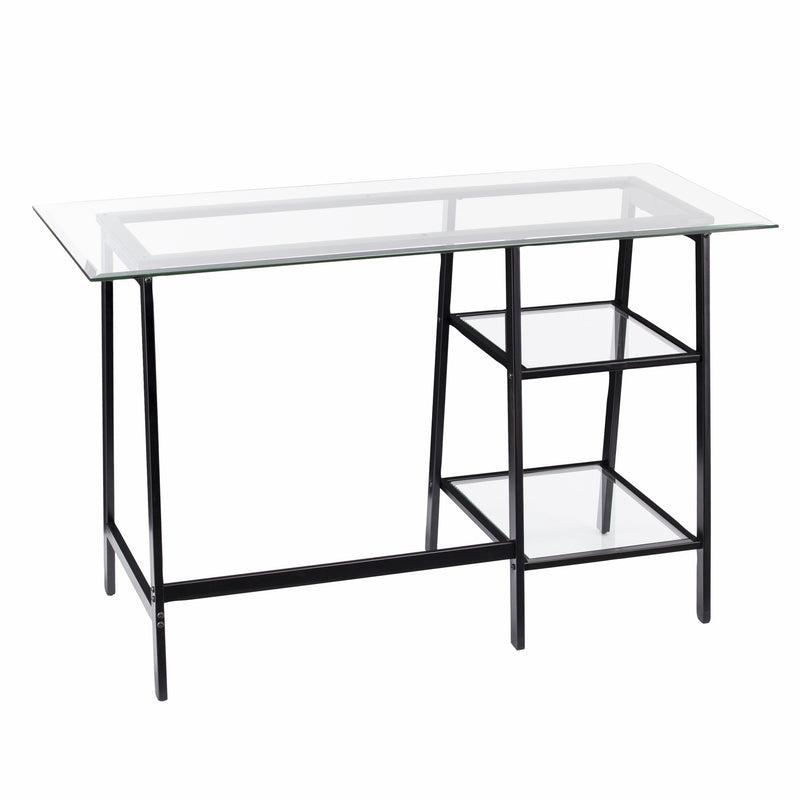 46" Clear and Black Glass Writing Desk - Office