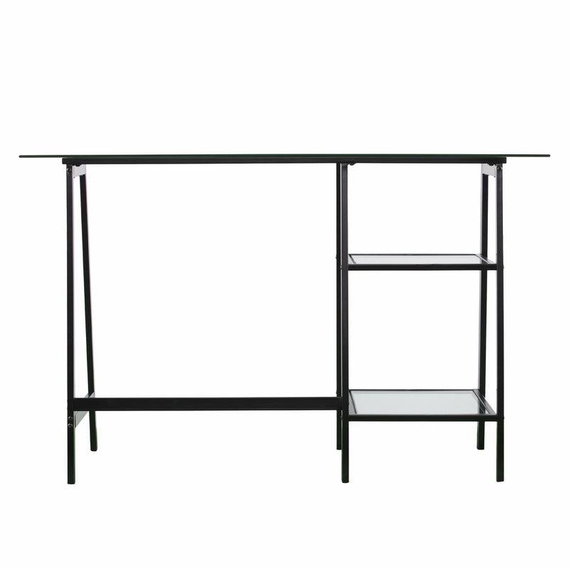 46" Clear and Black Glass Writing Desk - Office