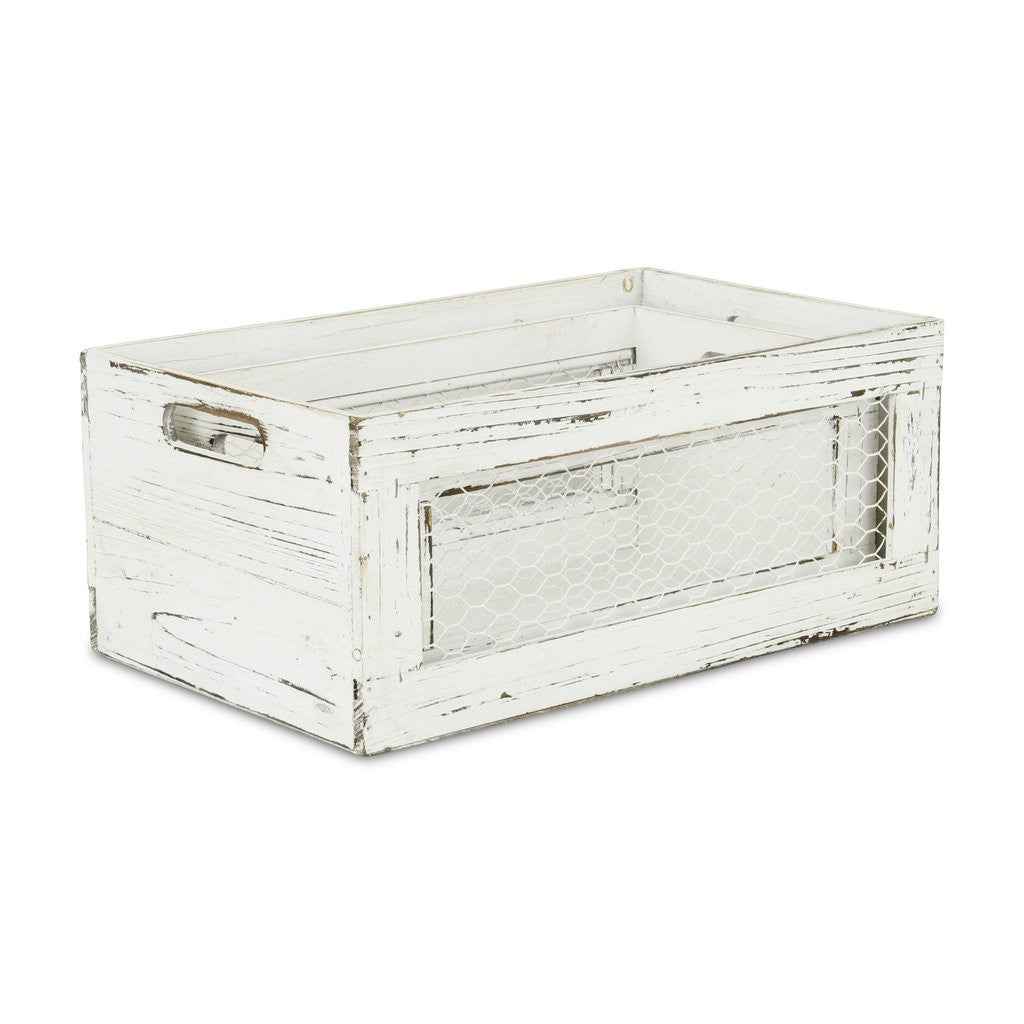 Set of Two White Solid Wood Crate
