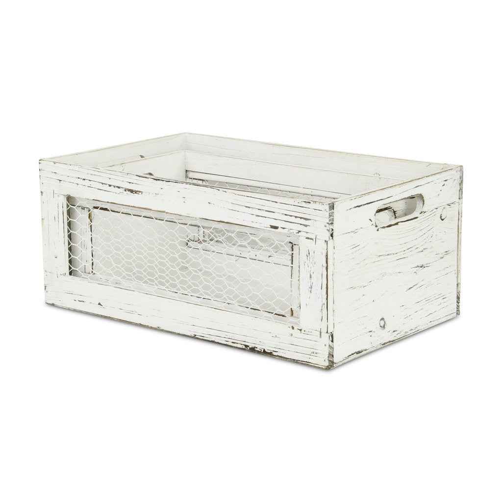 Set of Two White Solid Wood Crate