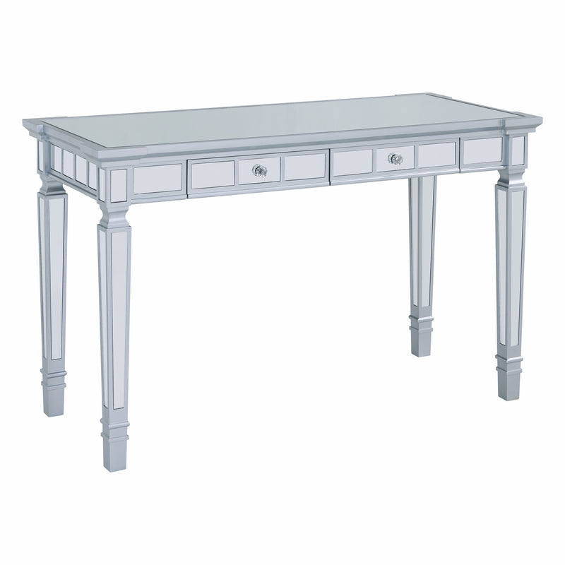 47" Silver Wood Mirrored With Two Drawers - Office