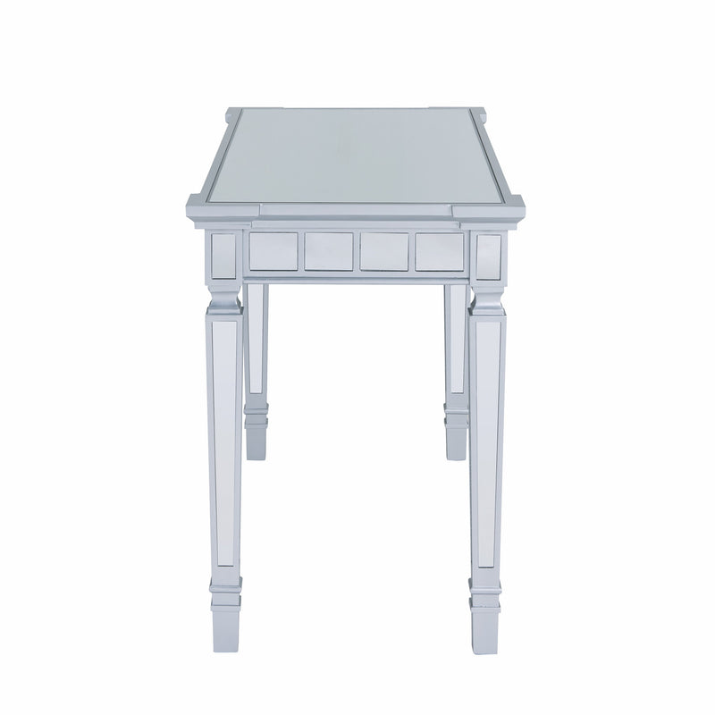 47" Silver Wood Mirrored With Two Drawers - Office