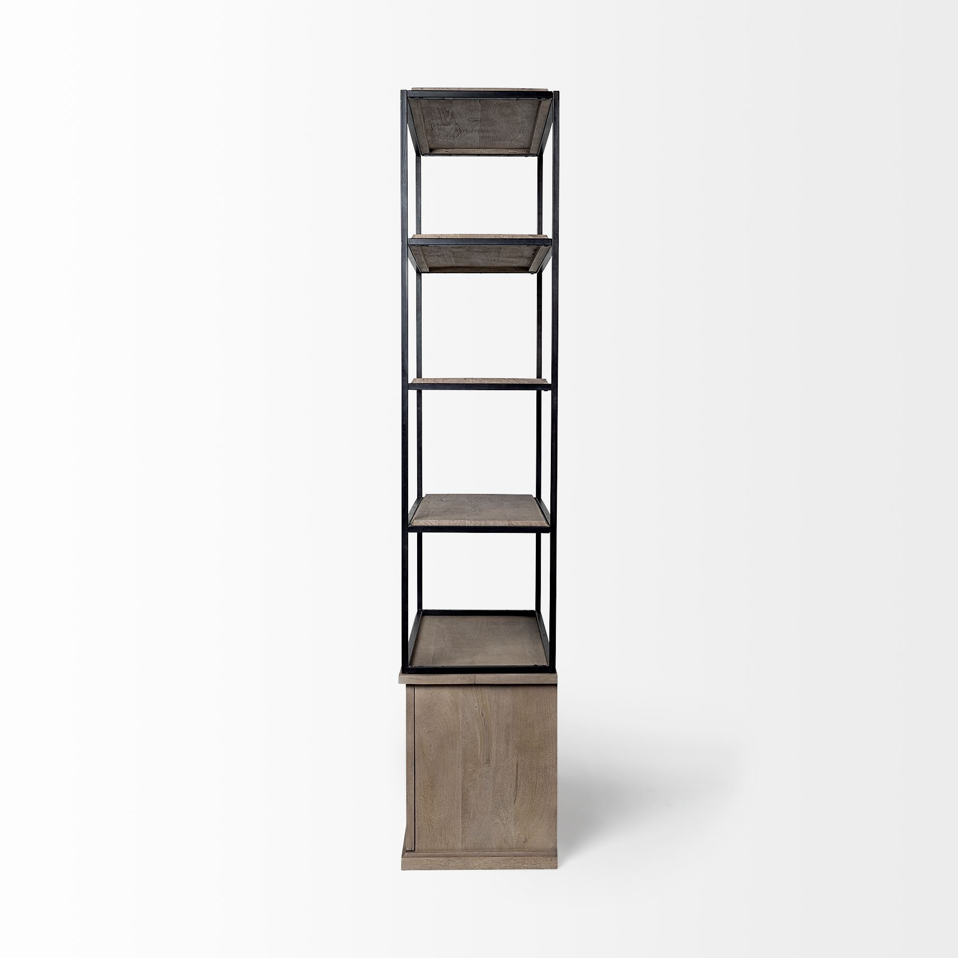 90" Brown Iron and Wood Three Tier Bookcase - Office