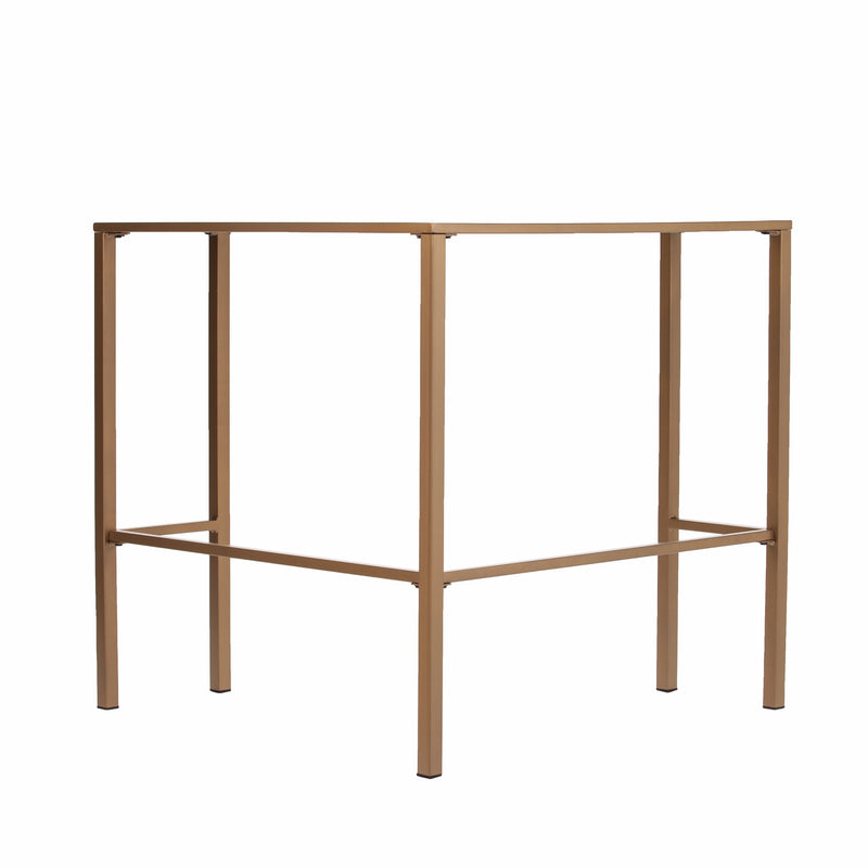 42" Clear and Gold Glass and Iron Corner Writing Desk - Office