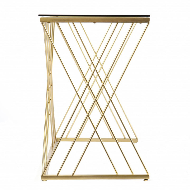 40" Clear and Gold Glass and Iron Sled - Office