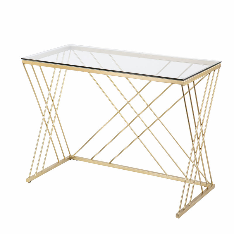 40" Clear and Gold Glass and Iron Sled - Office