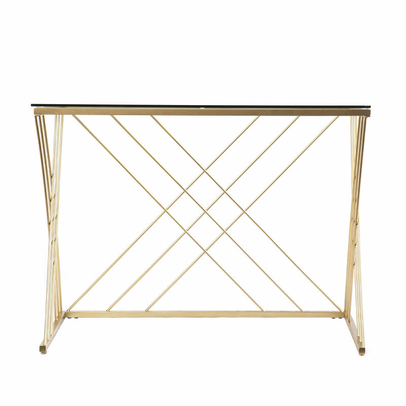 40" Clear and Gold Glass and Iron Sled - Office
