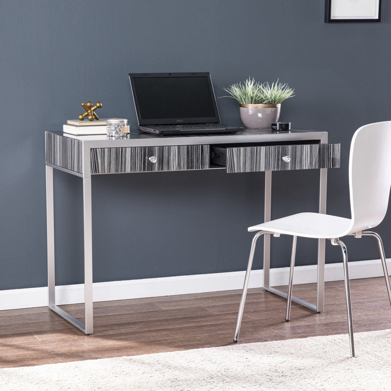 42" Silver Wood Sled With Two Drawers - Office