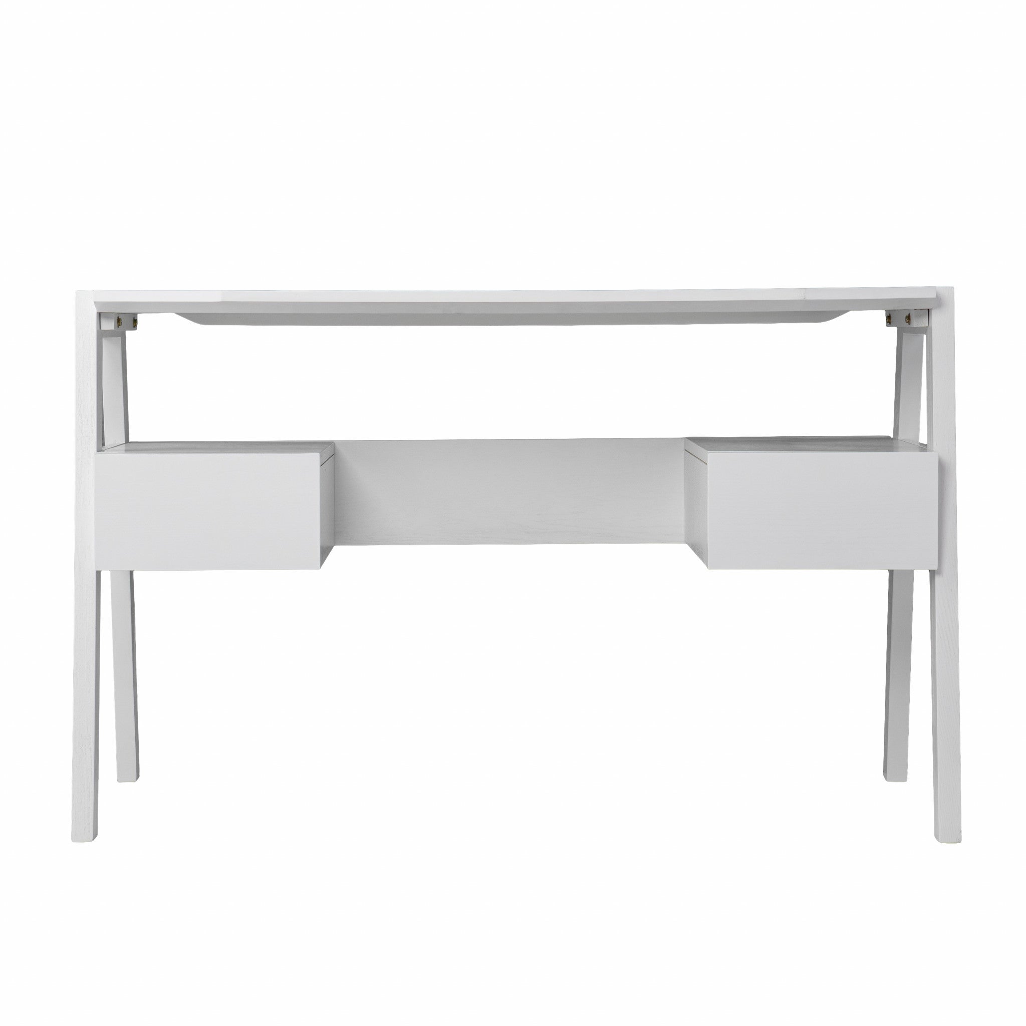 48" White Wood With Two Drawers - Office
