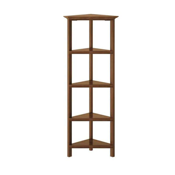 60" Walnut Solid Wood Four Tier Corner Bookcase Default Title
