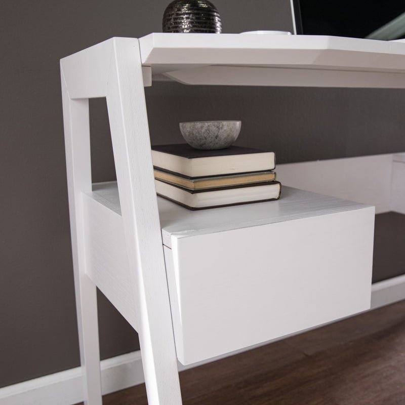 48" White Wood With Two Drawers - Office