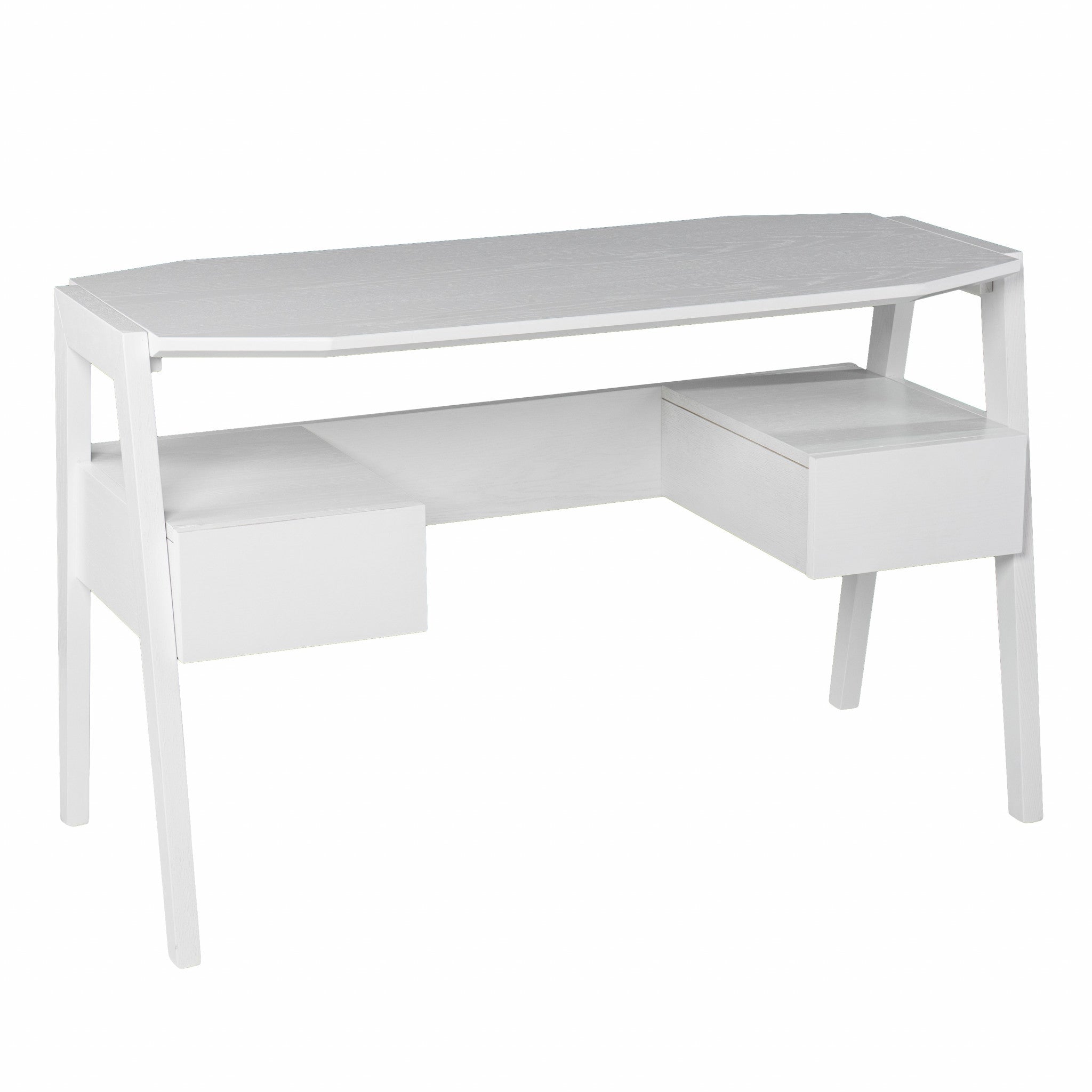 48" White Wood With Two Drawers - Office