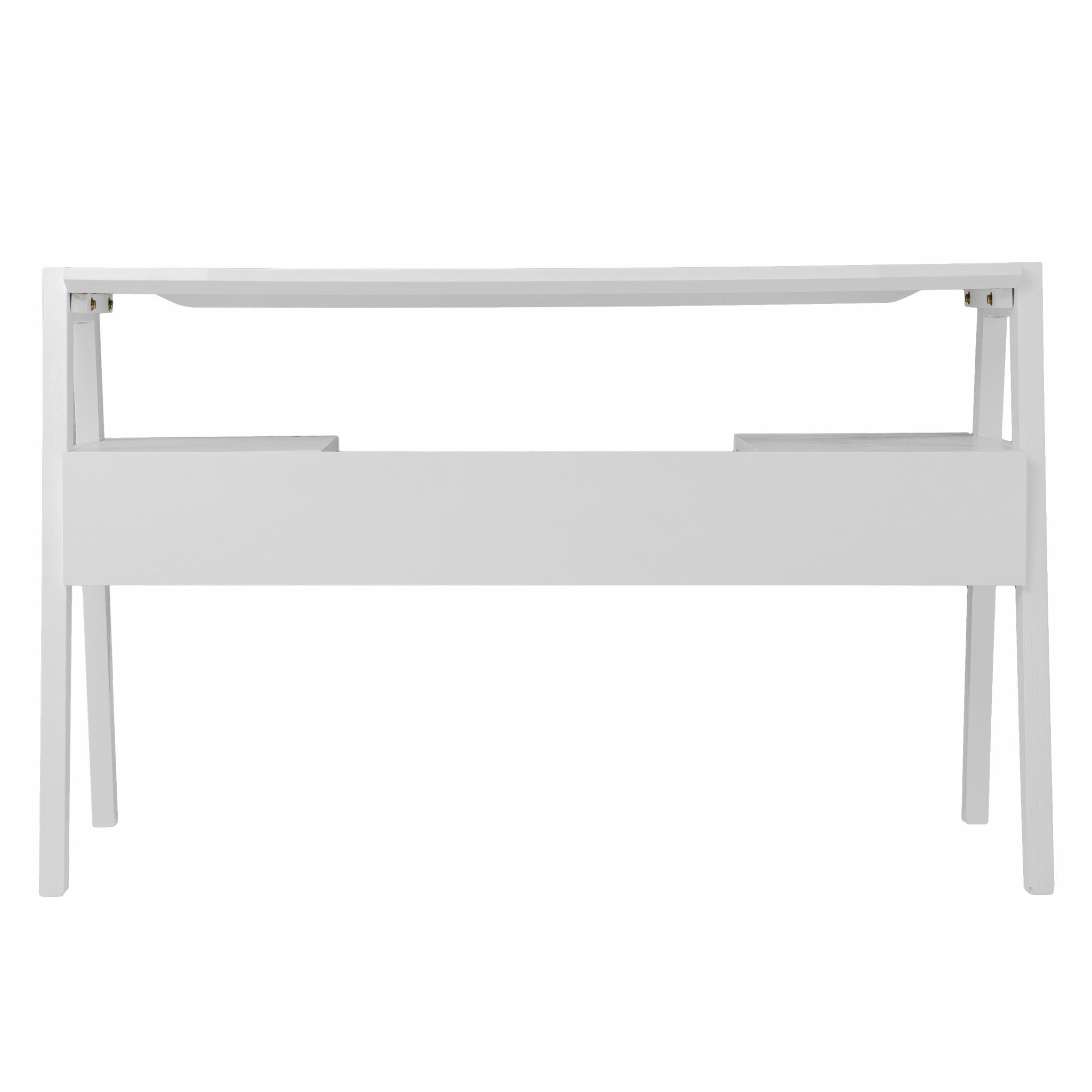 48" White Wood With Two Drawers - Office