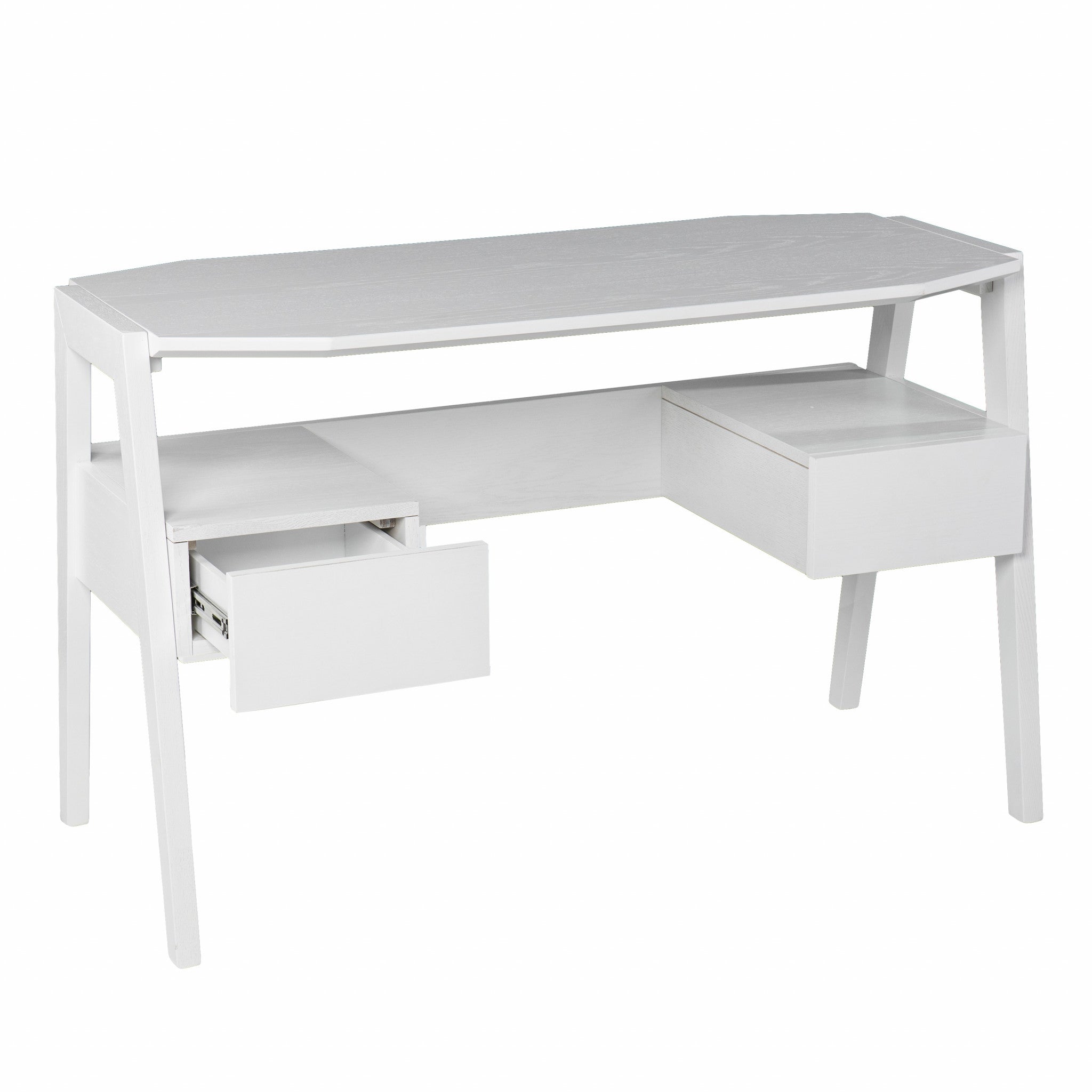 48" White Wood With Two Drawers - Office
