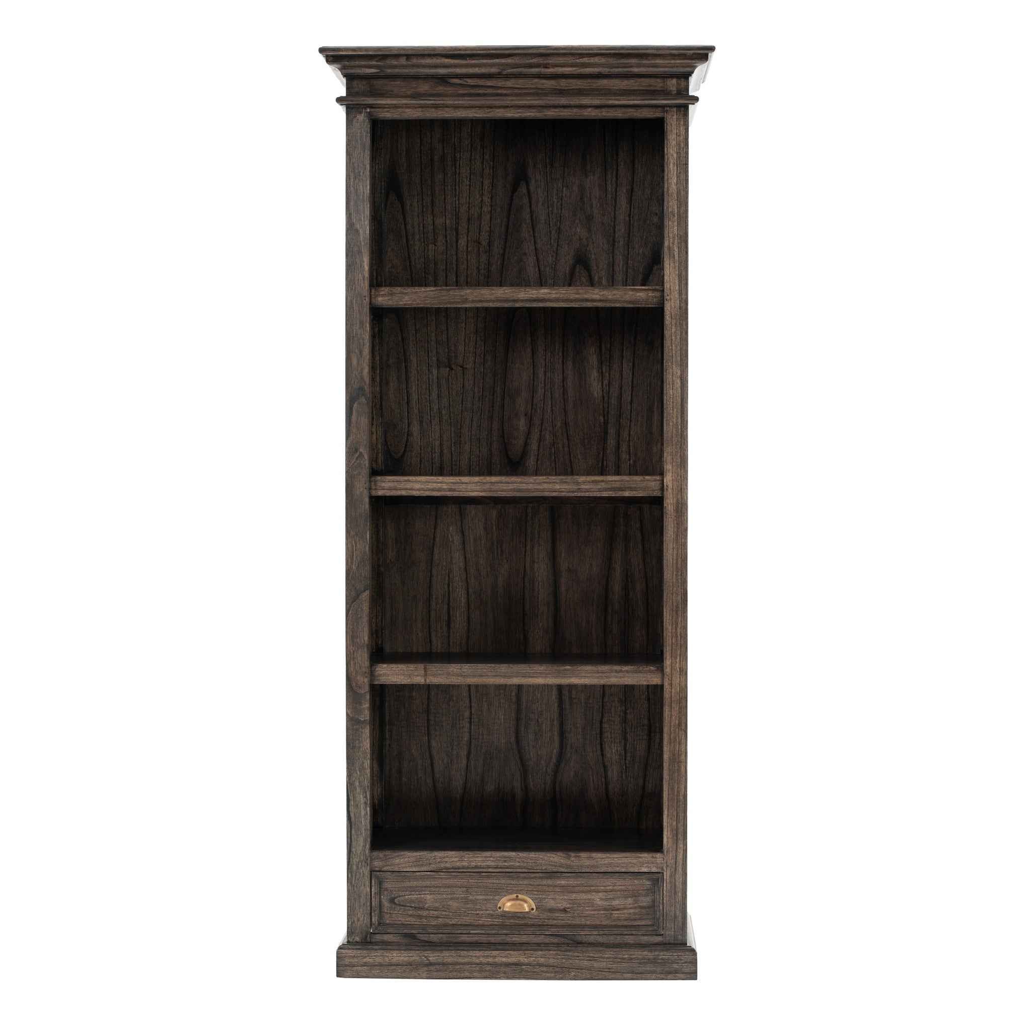 75" Brown and Black  Wood Four Tier Bookcase