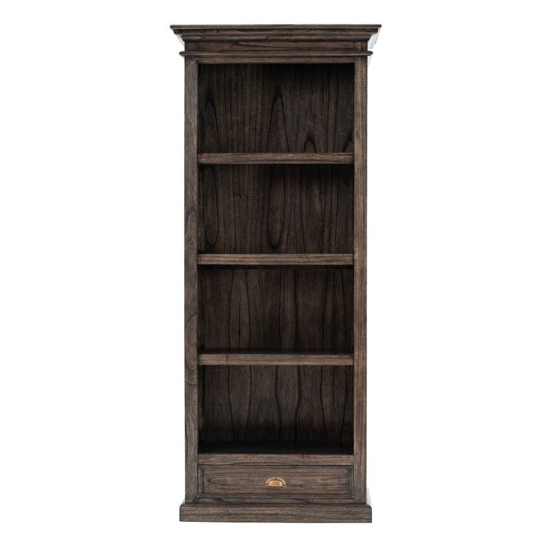 75" Brown and Black  Wood Four Tier Bookcase