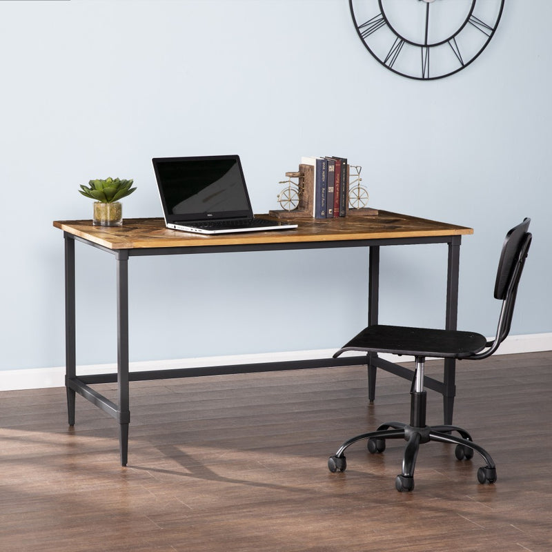 53" Natural and Black Wood Writing Desk - Office