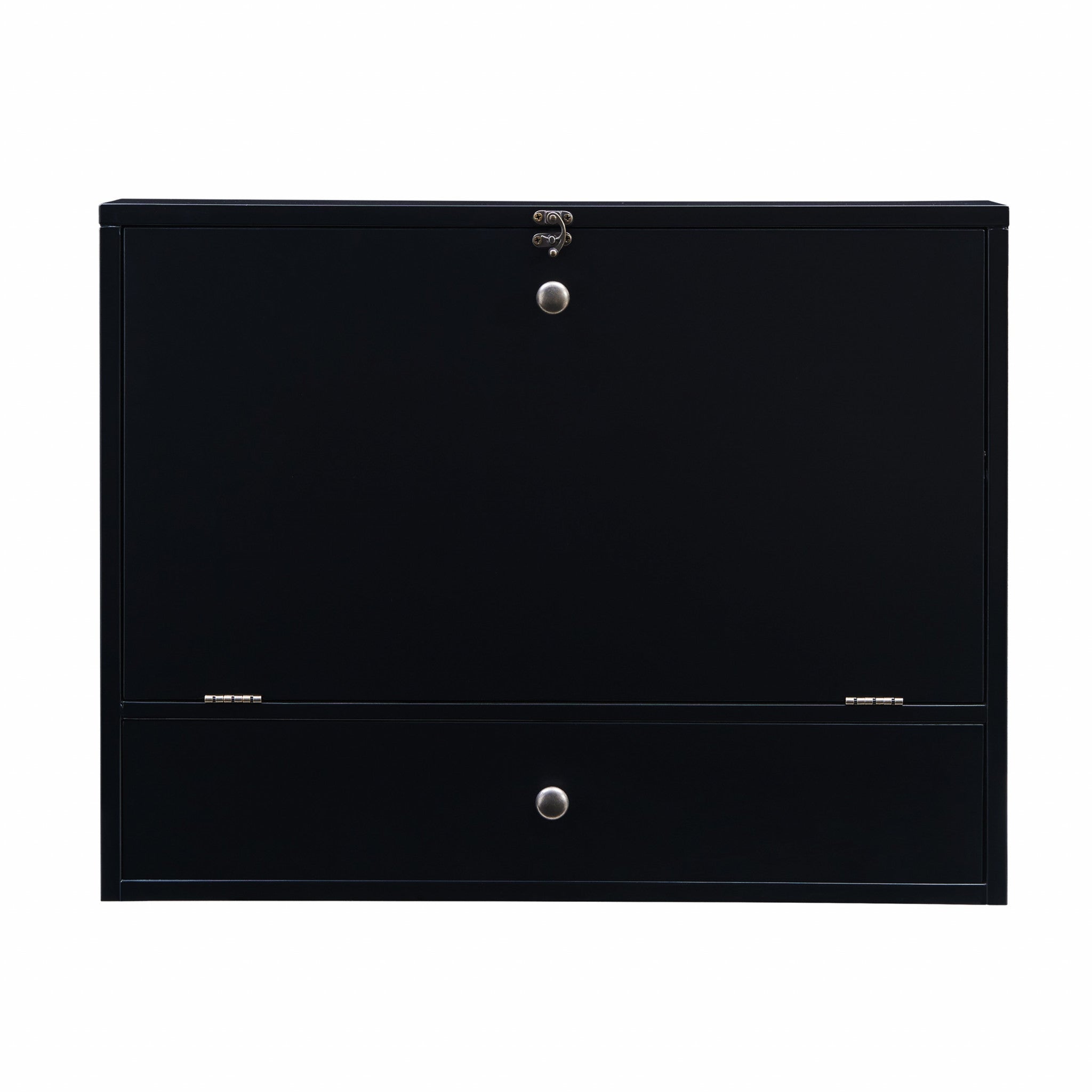 26" Black Wood Wall Mounted Folding Floating Desk - Office