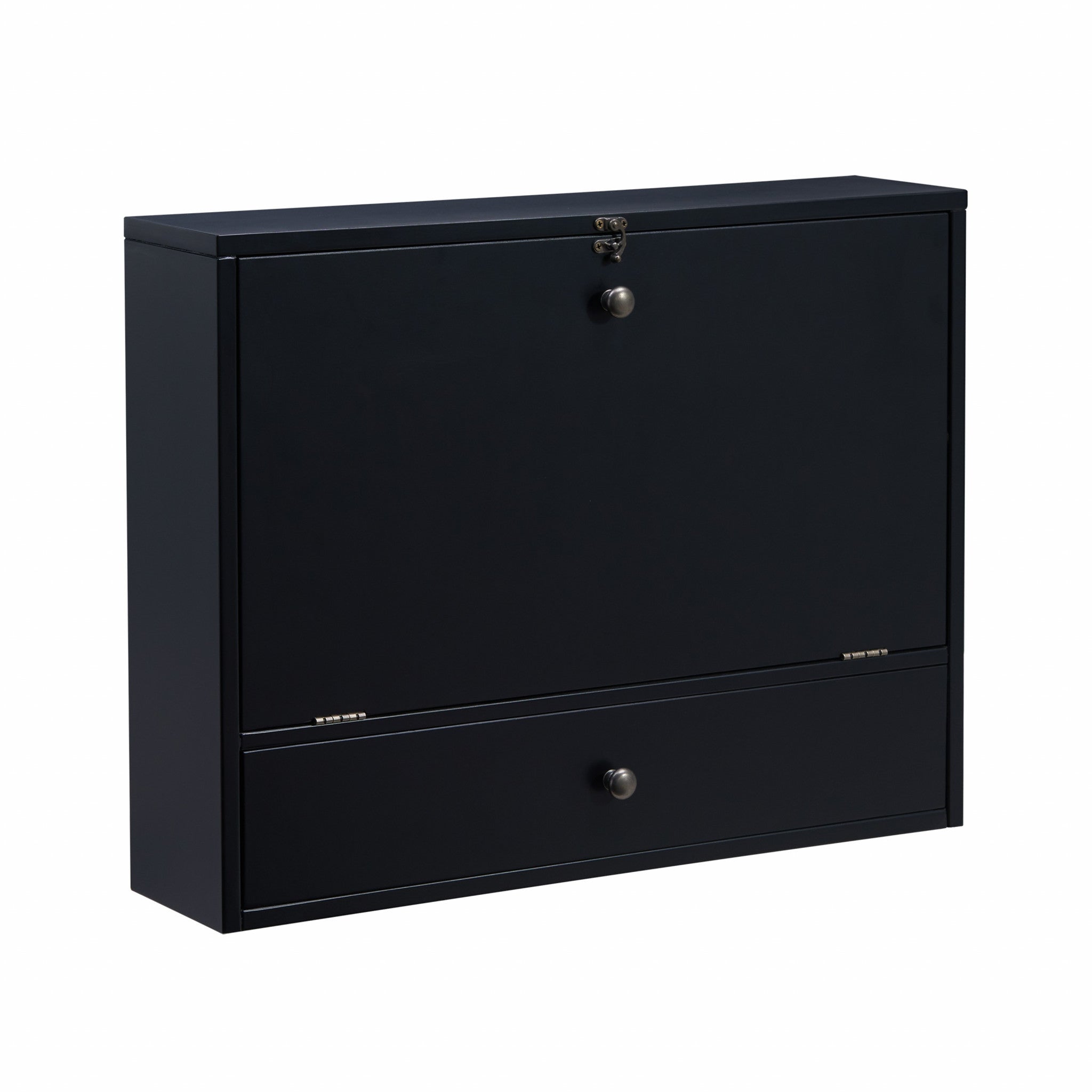 26" Black Wood Wall Mounted Folding Floating Desk - Office
