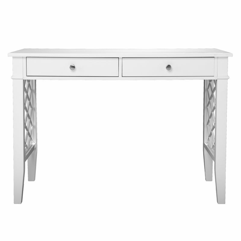 43" White Wood With Two Drawers - Office