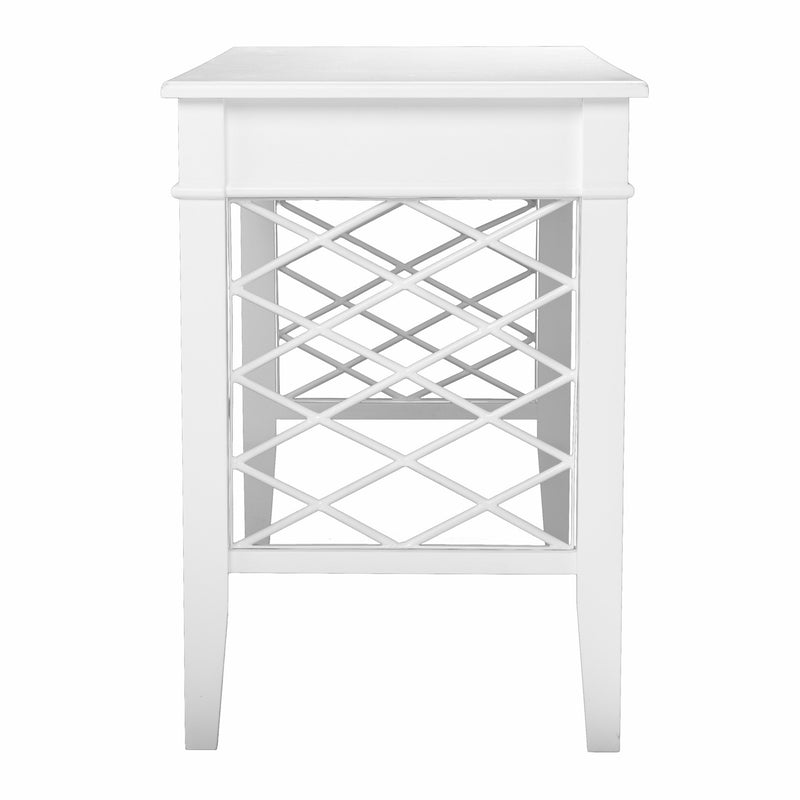 43" White Wood With Two Drawers - Office