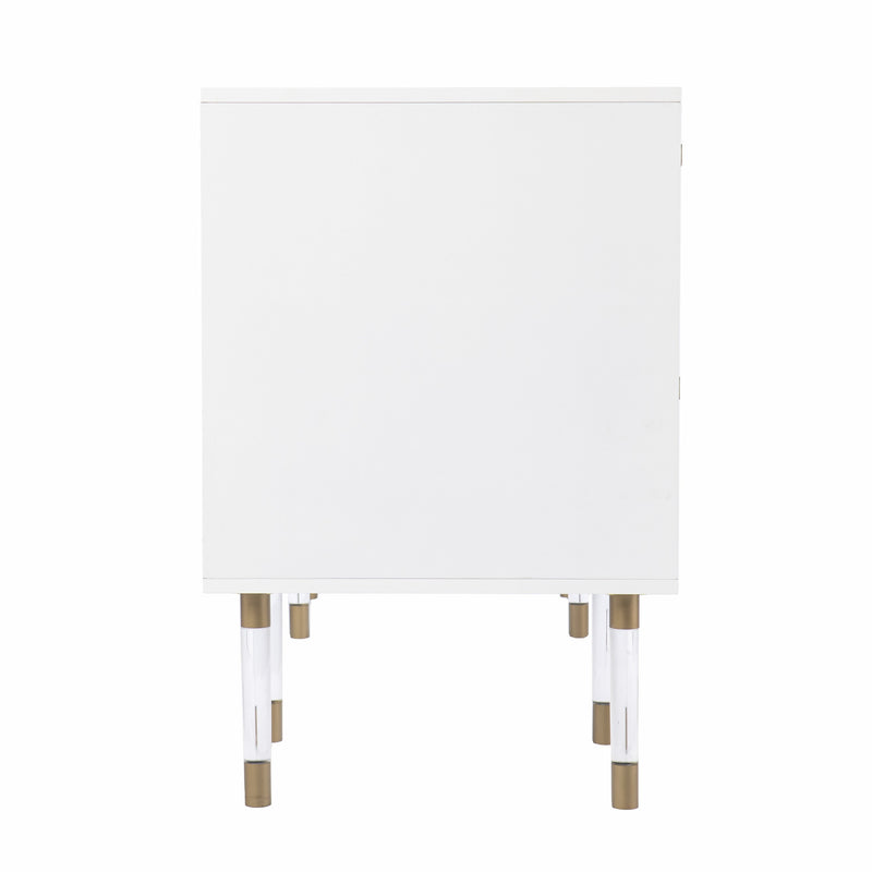 55" White Writing Desk With Four Drawers - Office