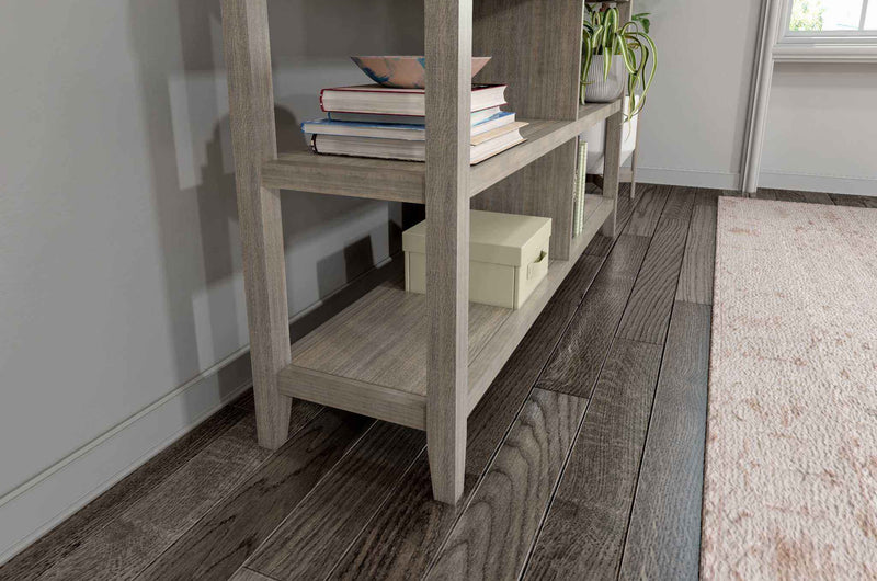 Gray Solid and Manufactured Wood and Solid Wood Double Bookcase
