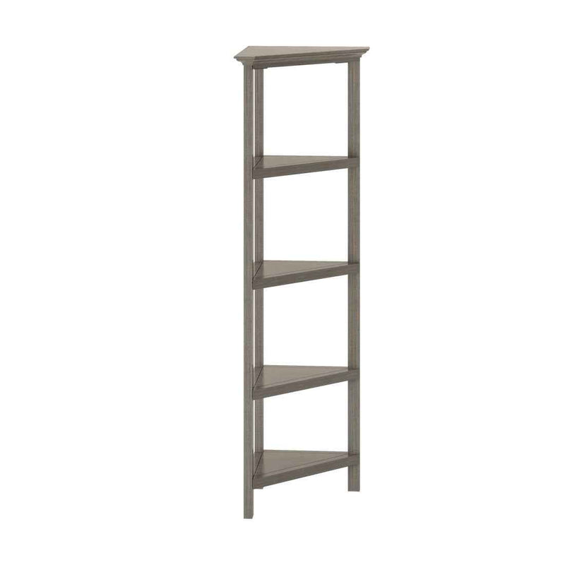 Gray Solid Wood Corner Bookcase