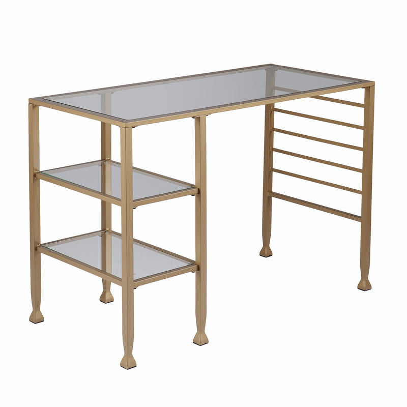 43" Clear and Gold Glass Writing Desk - Office
