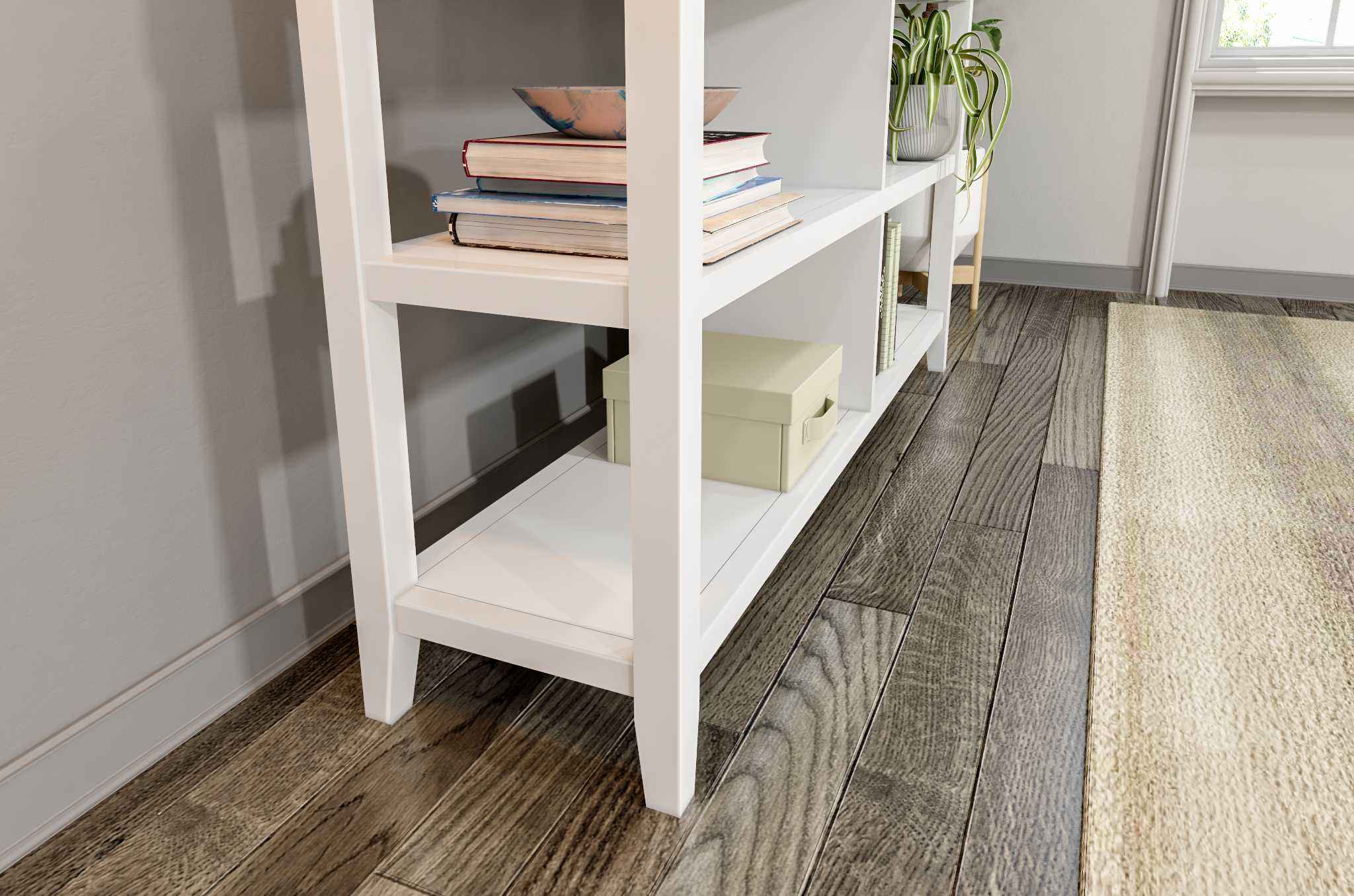 30" White Wood Two Shelf Bookcase