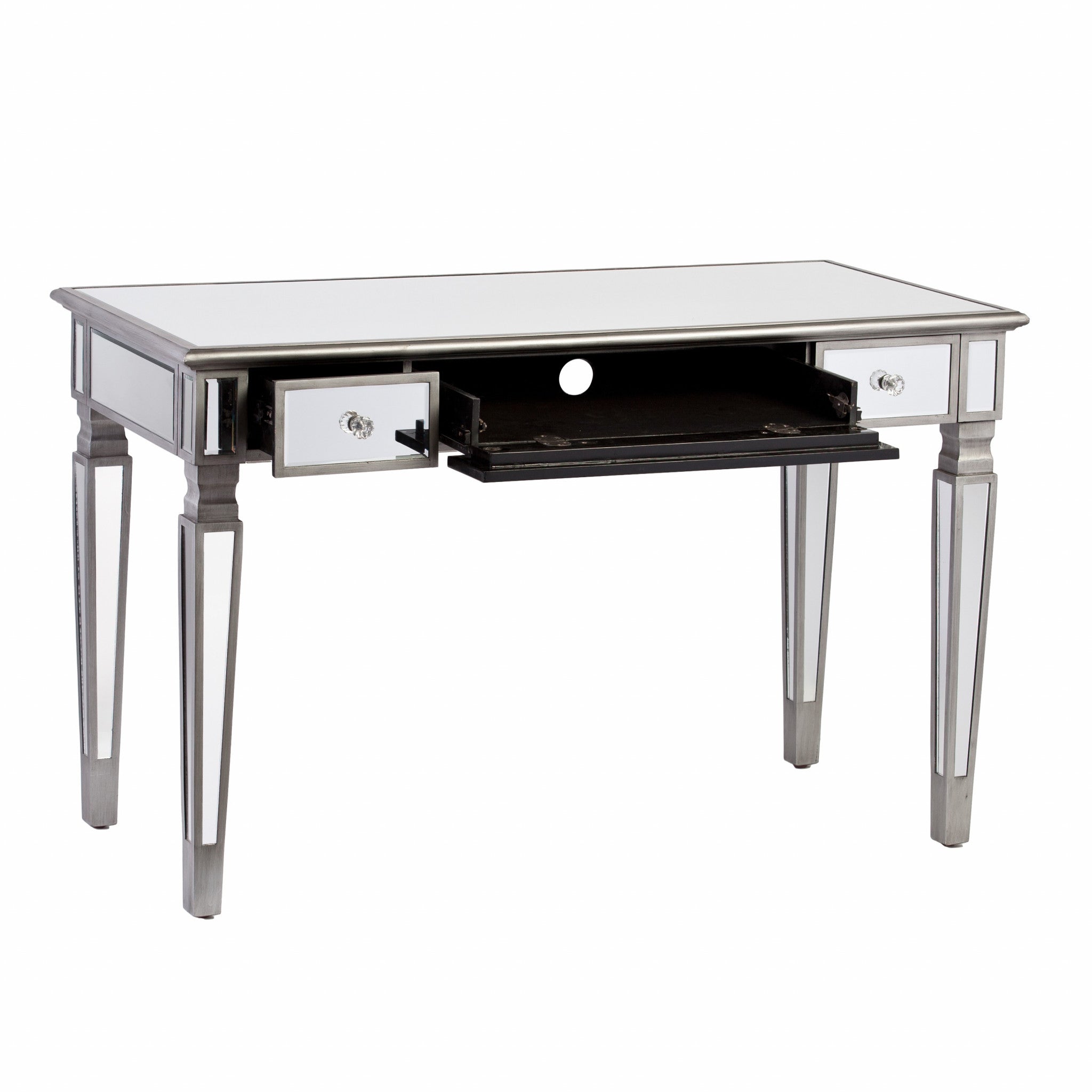 48" Silver Wood Mirrored With Three Drawers - Office | blocked-missing-media, blocked-missing-price, blocked-missing-weight