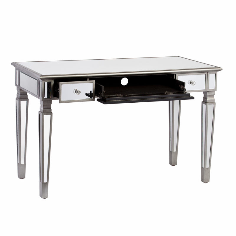 48" Silver Wood Mirrored With Three Drawers - Office