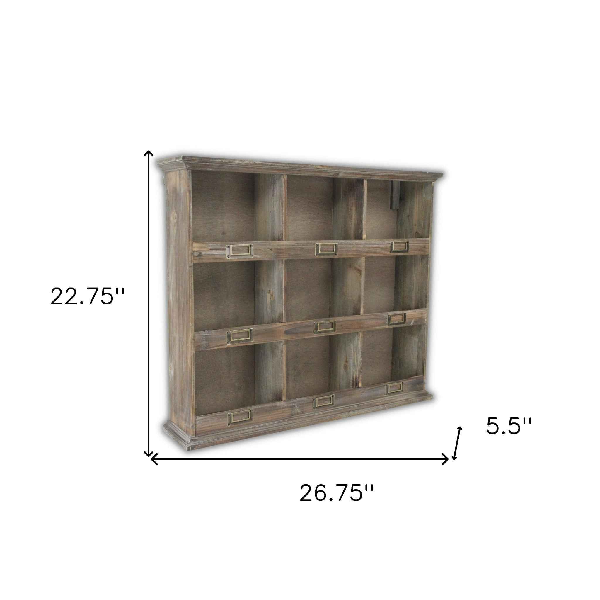 27" Dark Brown Solid Wood Wall Mounted Display Stand