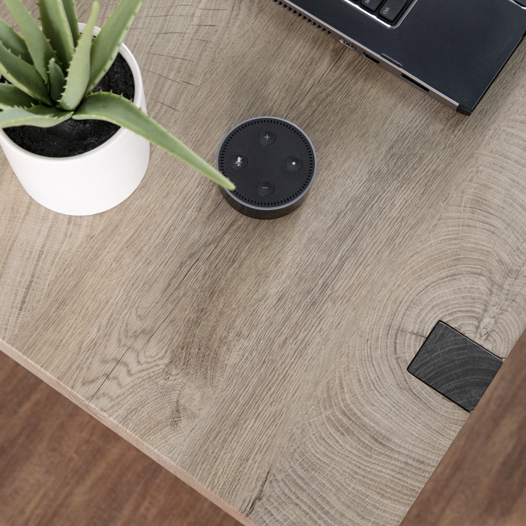 45" Natural and Dark Brown Wood Parsons - Office
