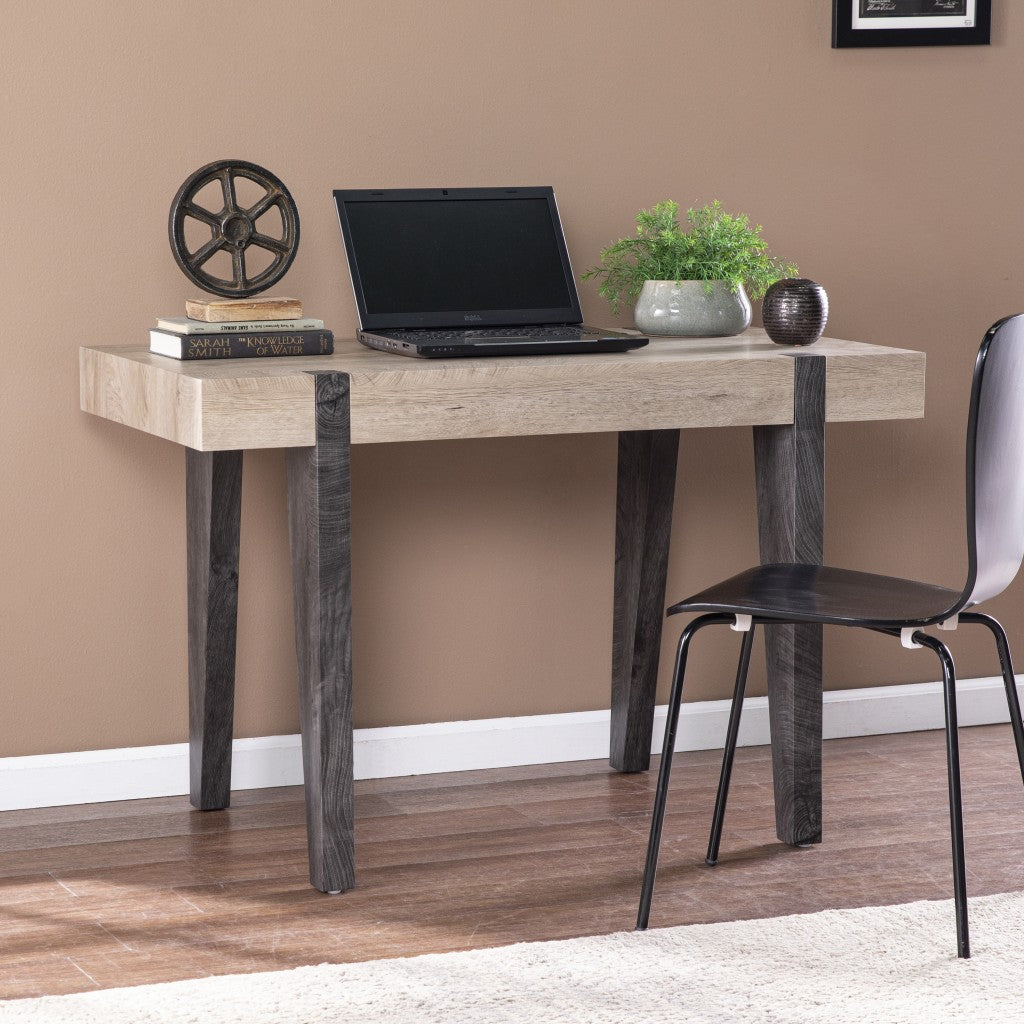 45" Natural and Dark Brown Wood Parsons - Office