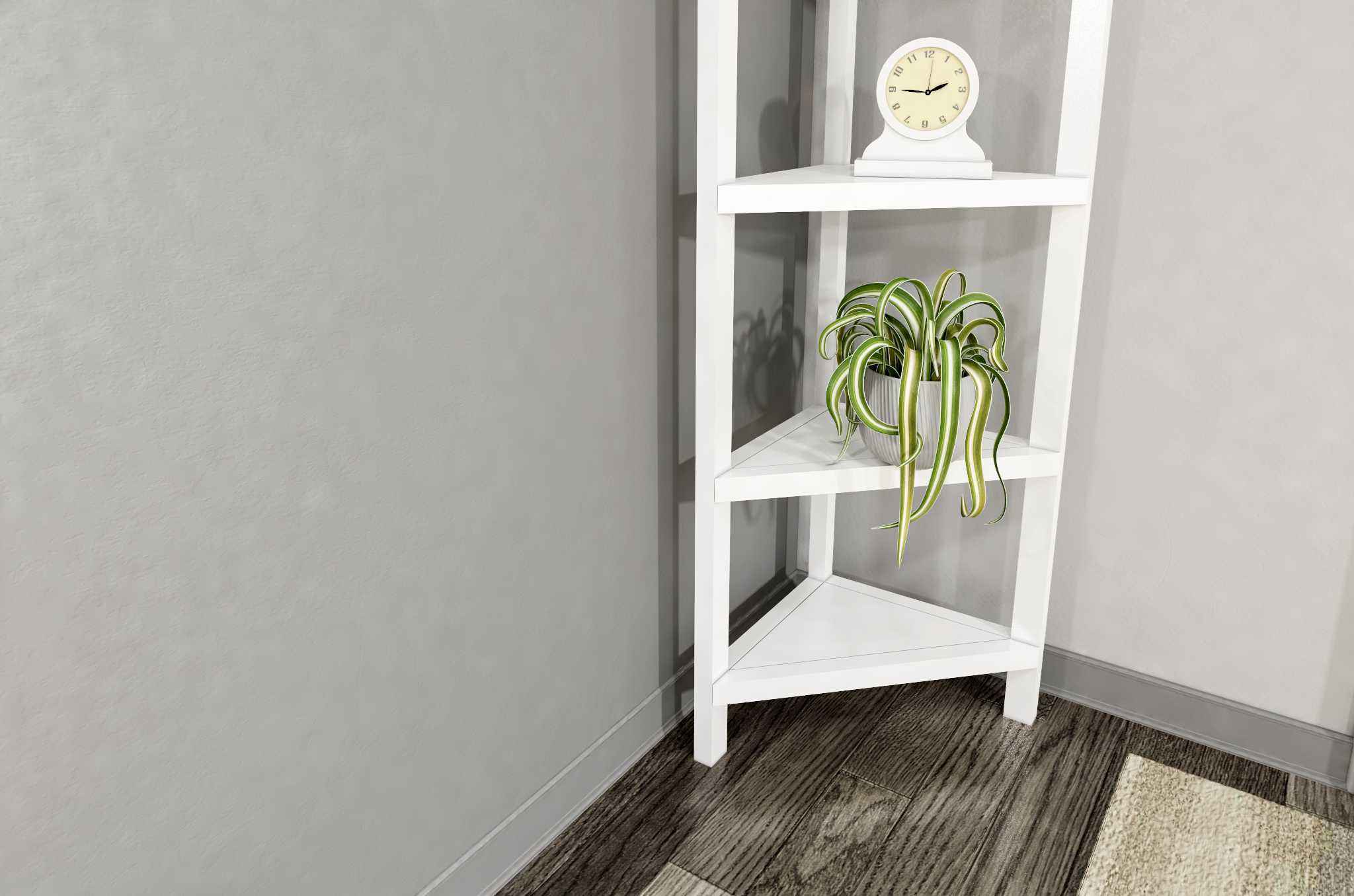 White Solid Wood Corner Bookcase