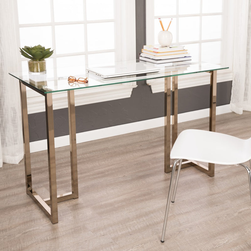 48" Clear and Champagne Glass Writing Desk - Office