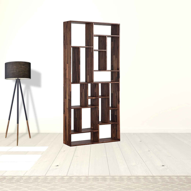 Brown And Natural Wood Ten Tier Bookcase