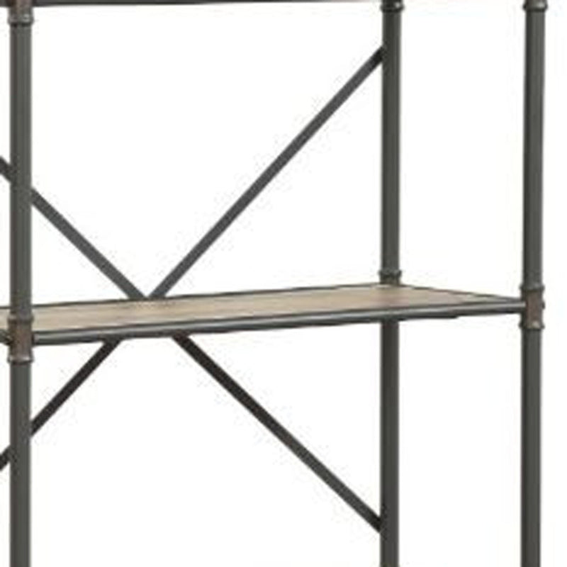 49" Gray Brown Metal Four Tier Etagere Bookcase - Office