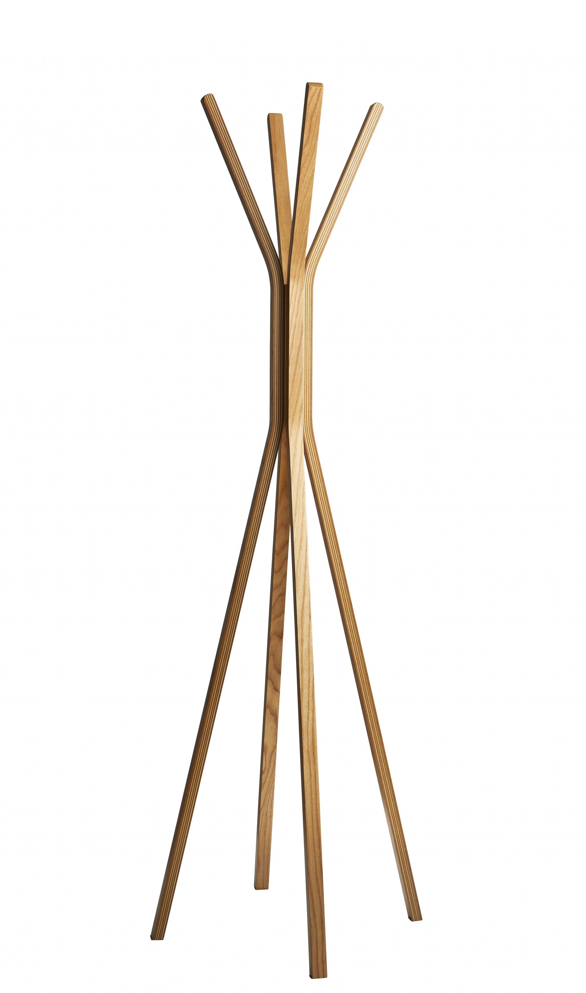 68" Natural Modern Wood Coat Tree Rack - Office