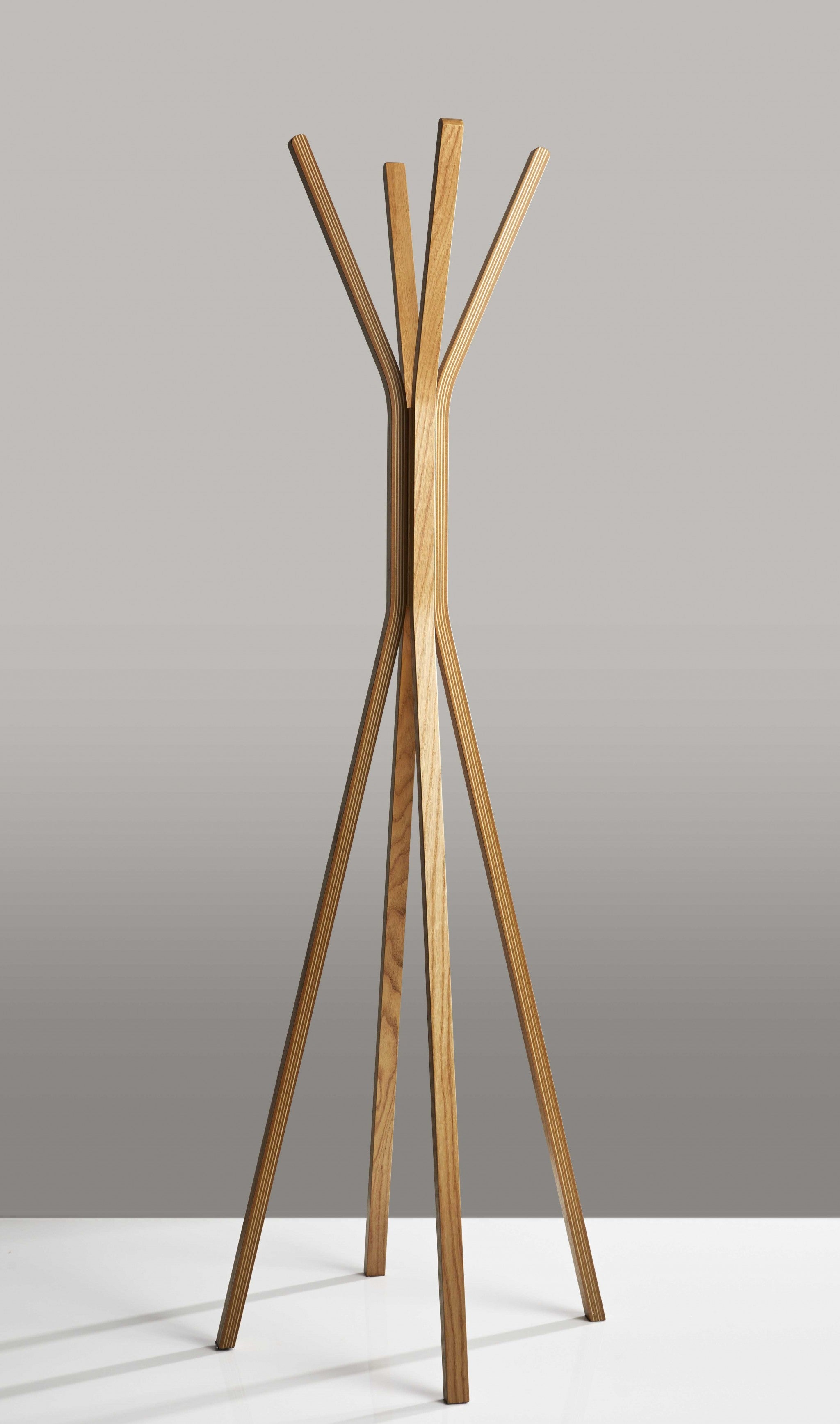 68" Natural Modern Wood Coat Tree Rack - Office