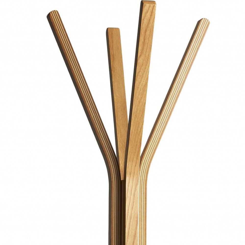 68" Natural Modern Wood Coat Tree Rack - Office