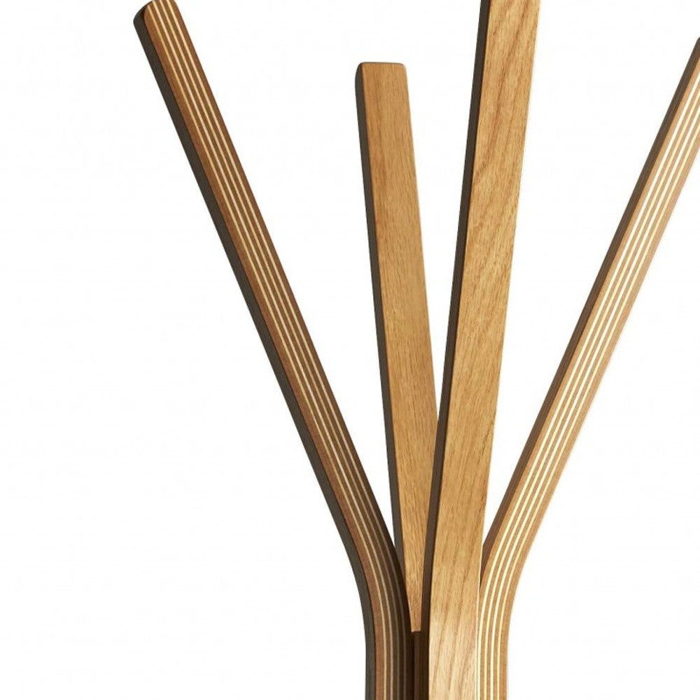 68" Natural Modern Wood Coat Tree Rack - Office